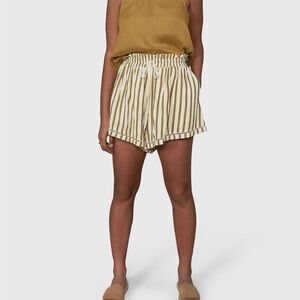 Striped Olive and White Sancia shorts from Anthropologie NWOT